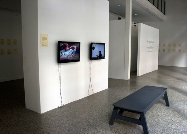  The Geneva Window, 2011, installation shot with Steven Claydon’s work The Ancient Set, 2008, video, 9 minutes